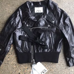 Zara Studio Leather jacket size Medium large.